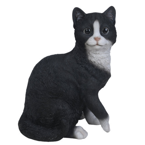 Black and White Cat Sculpture Realistic Artwork of pet Animal